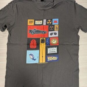 Back to the Future movie men's large grey cotton colorful t-shirt